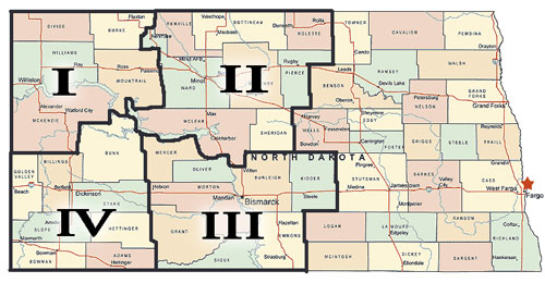 WDALA Regions Map North Dakota